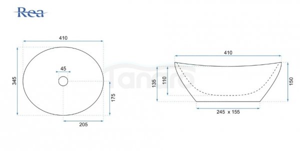 REA - Umywalka nablatowa SOFIA Savana Matt