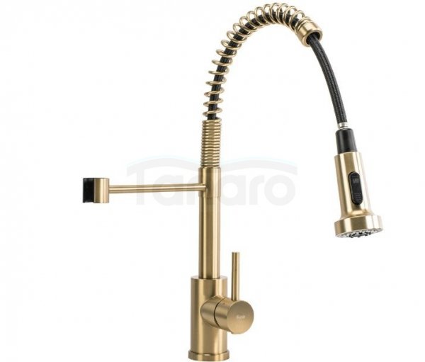 REA - Bateria Kuchenna COLIN Złota Szczotkowana z wyginaną wylewką