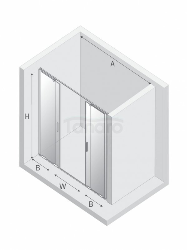 NEW TRENDY Drzwi wnękowe SMART COPPER BRUSHED 2D U 150x200 szkło czyste 8mm Active Shield 2.0 EXK-7663