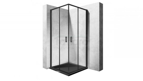 REA - Kabina prysznicowa drzwi przesuwne kwadratowa PUNTO BLACK 80x80