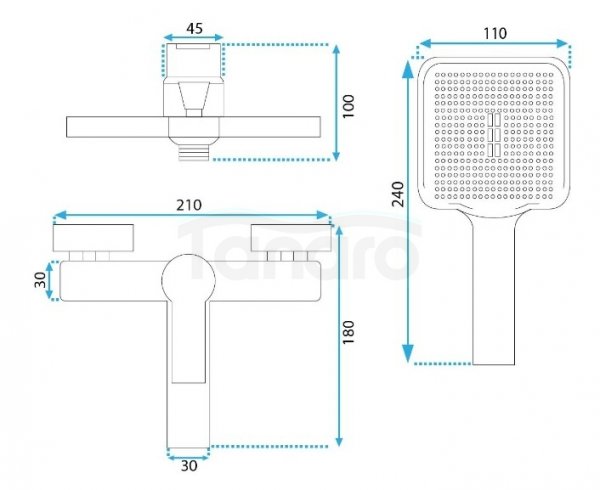 REA - Bateria wannowa z zestawem prysznicowym ARGUS Tytan 
