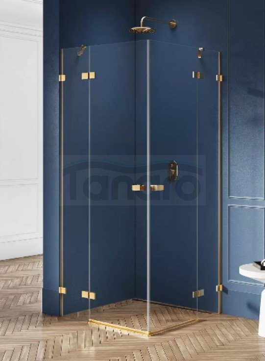 NEW TRENDY Kabina prysznicowa drzwi podwójne uchylne AVEXA GOLD BRUSHED 100x100x200 EXK-1786