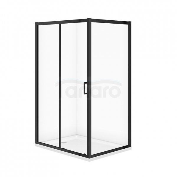 CERSANIT - SET C711: Kabina prostokątna ARTECO 120x90x190 czarna szkło transparentne + brodzik TAKO biały 4 cm  S913-029