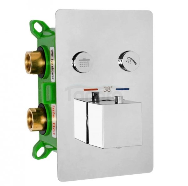 REA - Zestaw Prysznicowy Podtynkowy FENIX DAVIS CHROM z termostatem + BOX