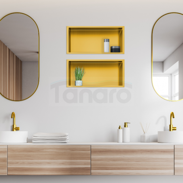 BALNEO WALL-BOX ONE Gold Półka wnękowa ze stali nierdzewnej złota 45x20x10 cm