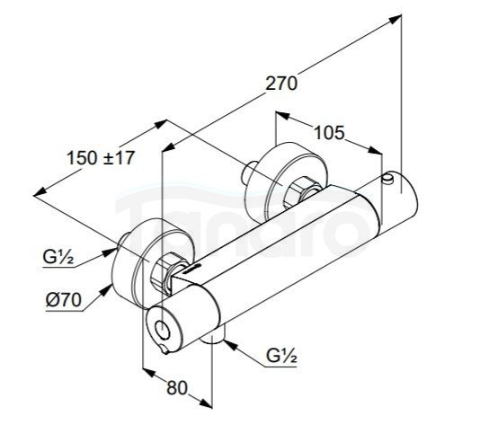 KLUDI - BASIC bateria natryskowa ścienna termostatyczna 2-uchwytowa 2-otworowa mosieżna chrom  350020538