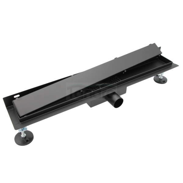 AQUALINE Odpływ liniowy przyścienny 2w1 ze stałym syfonem czarny 90cm LS04BK900