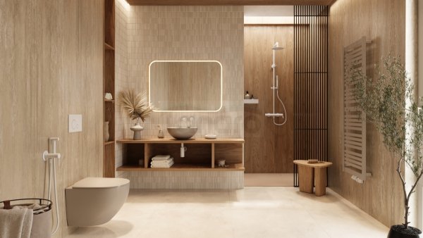 EXCELLENT Luqa miska WC 48 cm wisząca bezrantowa, z system spłukiwania Spin 360, z deską wolnoopadającą, cappucino mat CEAC.6403.K.6405.480.CAM