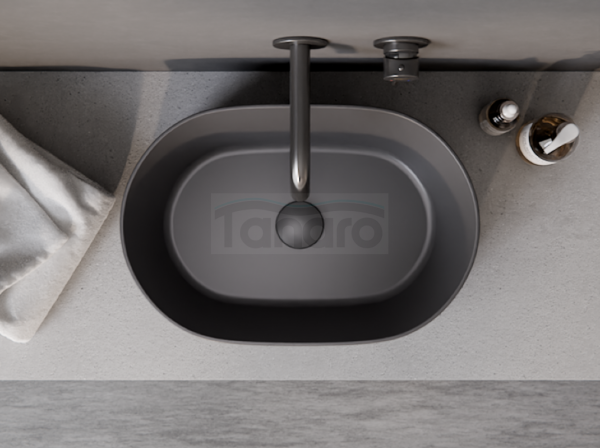 BESCO Umywalka nablatowa Lova Cera-Line 46 Matt Gun Metal  UNCM-46-LOGM