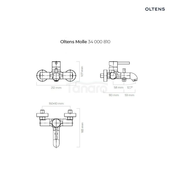 Oltens Molle bateria wannowo-prysznicowa ścienna złoto szczotkowane 34000810