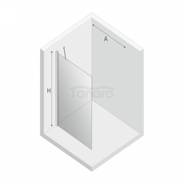 NEW TRENDY Kabina ścianka prysznicowa walk-in 120x195 wspornik skośny profil czarny K-0772