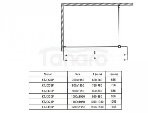 DEANTE - Ścianka prysznicowa PRIZMA walk-in 70 cm chrom  KTJ_037P