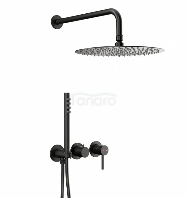 ARMATURA KRAKÓW KFA zestaw prysznicowy podtynkowy z baterią 3-otworową 2-funkcyjną MOZA BLACK 5039-511-81