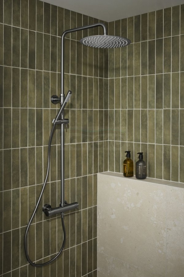 ARMATURA KRAKÓW KFA Zestaw prysznicowy deszczownia z baterią termostatyczną MOZA PREMIUM GUN METAL GREY 5736-920-61