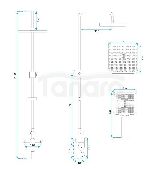 REA - Zestaw Natryskowy z wylewką wannową ARGUS Tytan 