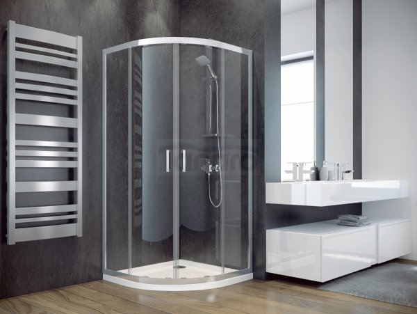 BESCO Kabina prysznicowa półokrągła Modern Chrom 80 x 190 szkło grafitowe MP-80-190-G