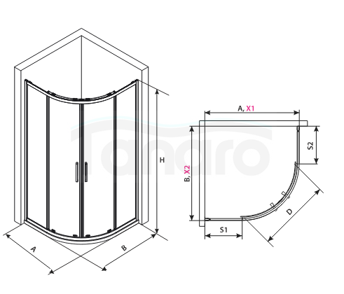 AQUAFORM KABINA PÓŁOKRĄGŁA LAZURO 80X80X200 BLACK MATT, SZKŁO CZYSTE 6MM EASY CLEAN AQ.100-502102
