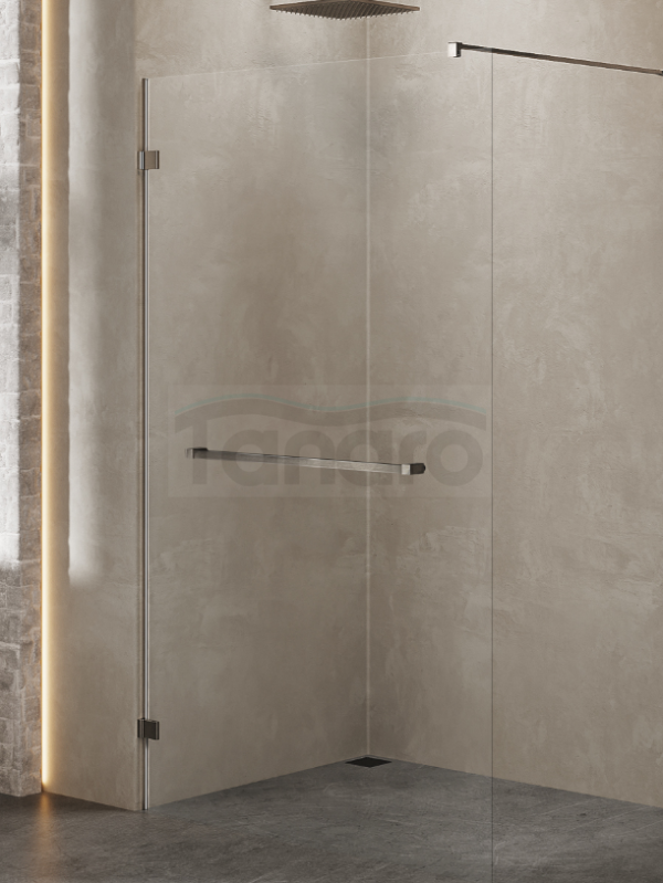 NEW TRENDY Kabina prysznicowa walk in Avexa Gunmetal Brushed jednoelementowa, z wieszakiem. Szkło 8 mm 60x200 EXK-7121