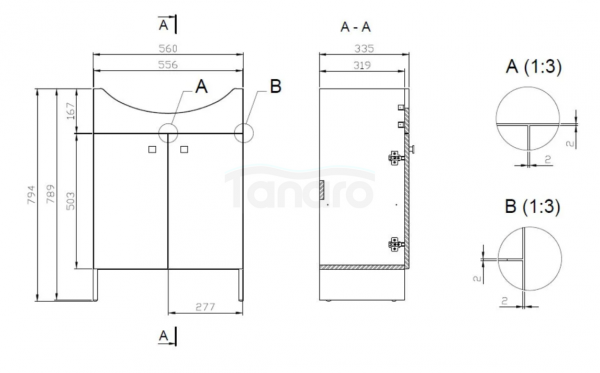 MITO - Set C13: zestaw szafka 60 cm BASIC biała + umywalka meblowa CERSANIA biały połysk  S801-537
