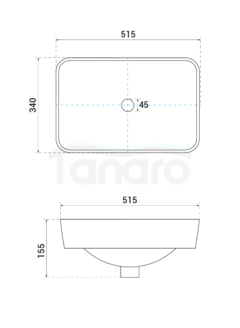 BESCO Umywalka nablatowa Verga Cera-Line 51,5 UNC-52-VEB