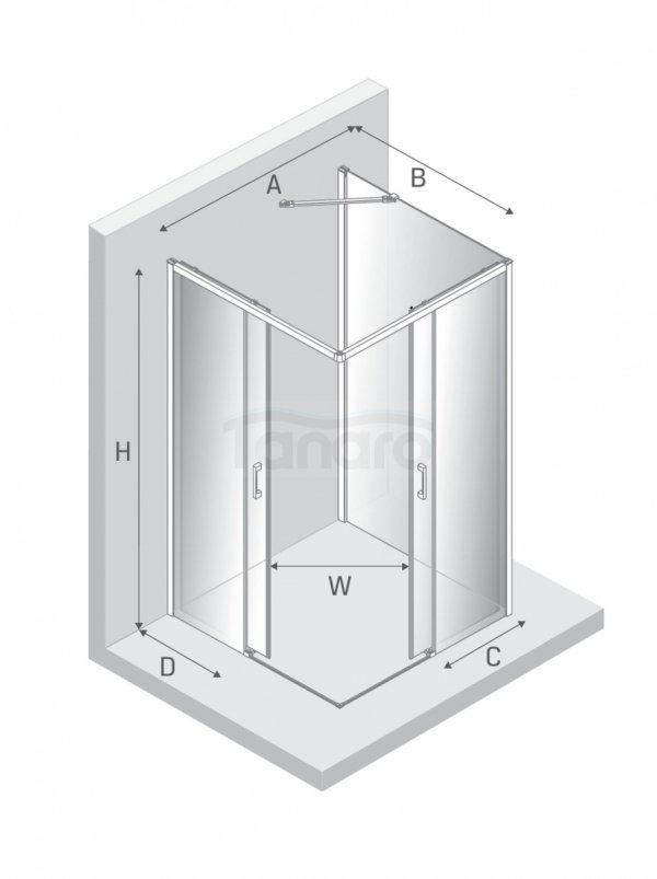 NEW TRENDY Kabina prysznicowa PRIME GUNMETAL BRUSHED 2D kwadratowa przyścienna U 80x80x200 szkło czyste 6mm Active Shield 2.0 K-4956