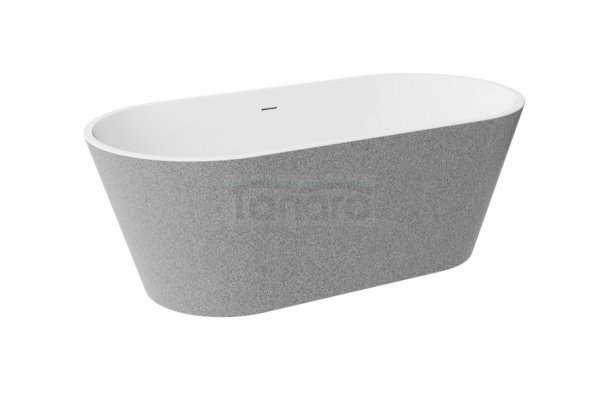 BESCO Wanna wolnostojąca Deeva Glam Srebrna 150x75 + maskownica odpływu czarny matt #WWA-150DGSB