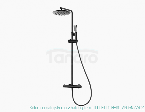 VEDO Zestaw Kolumna natryskowa z baterią termostatyczną I ALETTA NERO VBA5077/CZ