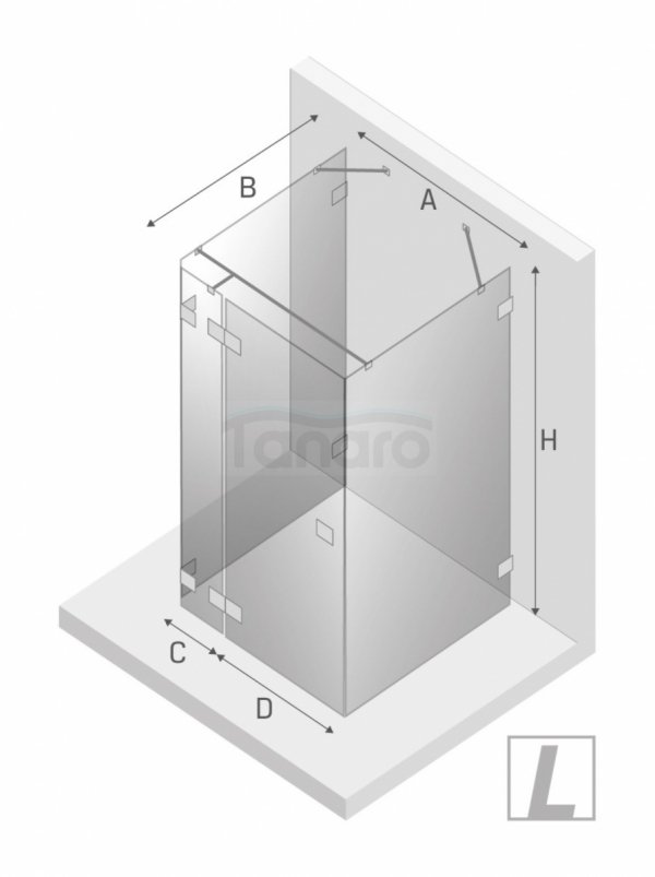NEW TRENDY Kabina prysznicowa AVEXA COPPER 1D kwadratowa przyścienna L 90x90x200 szkło czyste 6mm Active Shield 2.0  EXK-3698