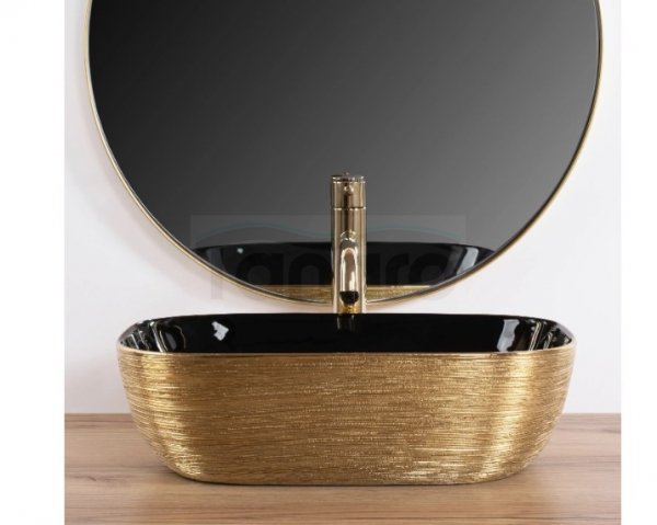 REA - Umywalka nablatowa BELINDA Black Gold Brush