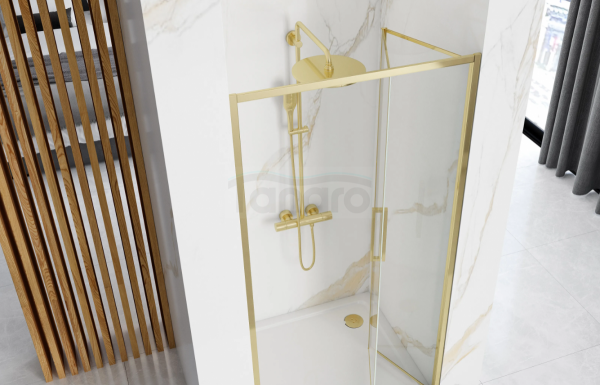 REA - Drzwi Prysznicowe Składane RAPID FOLD 90 Złote/Gold