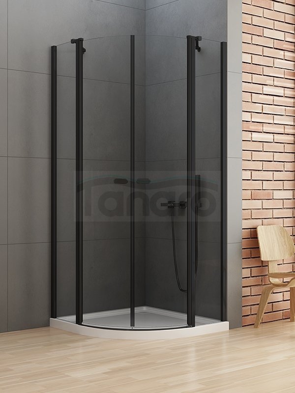 NEW TRENDY Kabina półokrągła NEW SOLEO BLACK R55 80x80x195 K-0538
