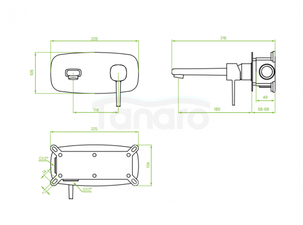 LAVEO Bateria umywalkowa podtynkowa POLA czarna BAP_722P