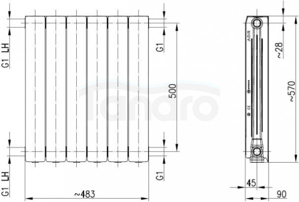 KFA ARMATURA KRAKÓW - Grzejnik aluminiowy ADR 500 6-elementowy  763-060-44
