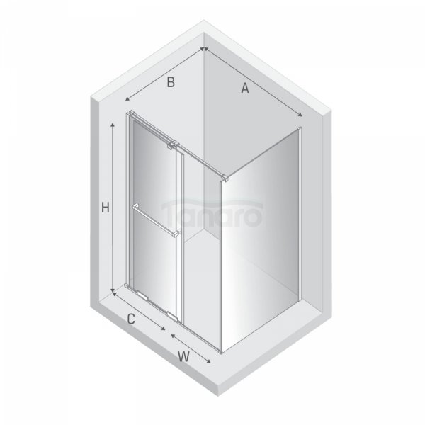 NEW TRENDY Kabina prysznicowa SMART BLACK 1D prostokątna U 130x80x200 szkło czyste 8mm Active Shield 2.0 - UCHWYT RELING EXK-6654