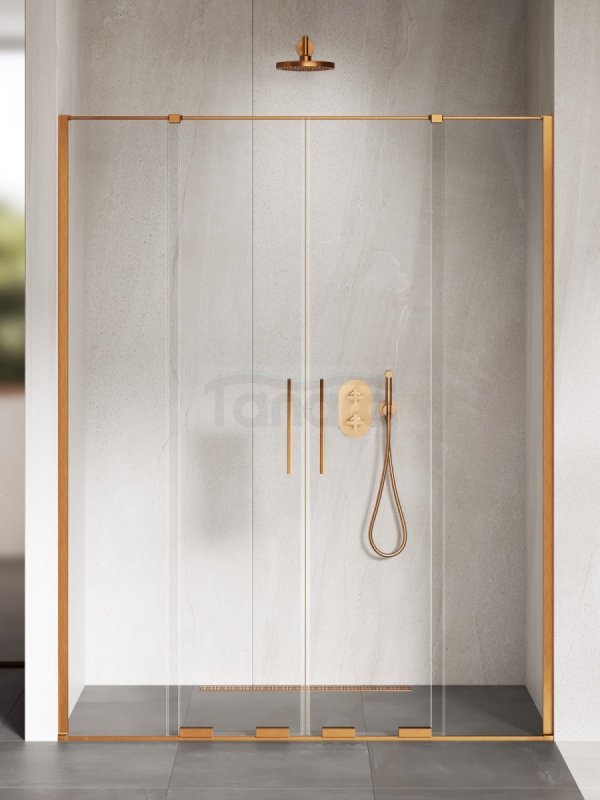 NEW TRENDY Drzwi wnękowe SMART COPPER BRUSHED 2D U 160x200 szkło czyste 8mm Active Shield 2.0 EXK-7664