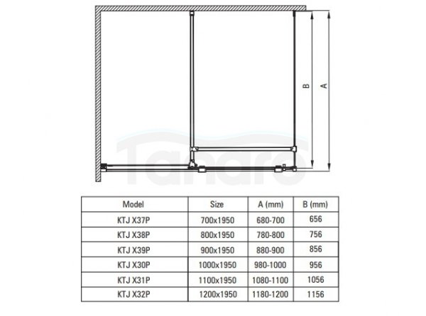 DEANTE - Ścianka prysznicowa PRIZMA walk-in 120 cm chrom  KTJ_032P
