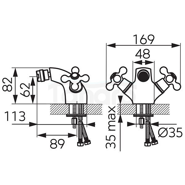 FERRO - Bateria bidetowa ANTICA stojąca dwuuchwytowa  BAI6BR