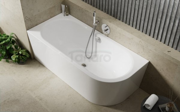 BESCO Wanna wolnostojąca przyścienna Avita A-line 150 L + syfon z napełnieniem czarny #WAA-150ALCN
