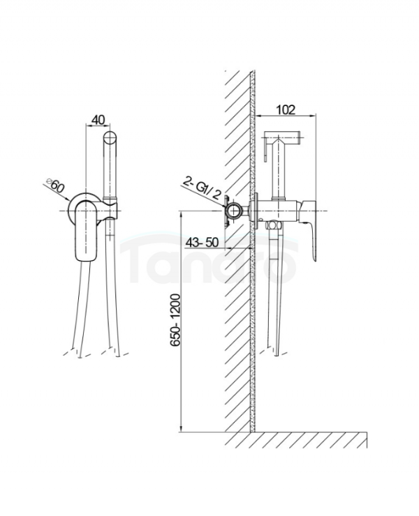 LAVITA Bateria bidetowa podtynkowa Spark Black mat