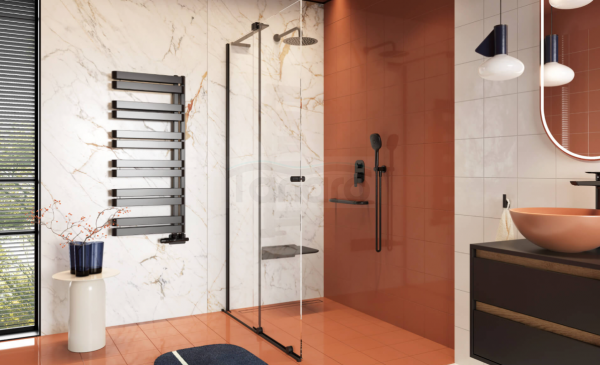 EXCELLENT Ortigo walk-in drzwi prysznicowe przesuwne 120x200 cm, powłoka Clean Control, czarny mat KAEX.5012.K.1200.BL