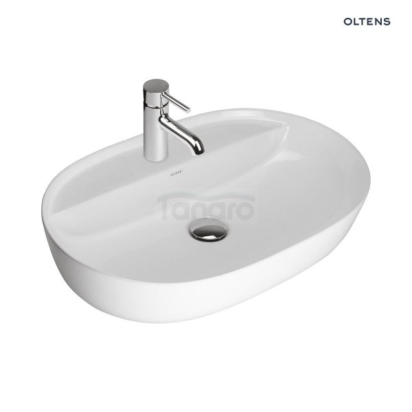 OLTENS Hamnes Thin umywalka 62x42 cm nablatowa owalna z powłoką SmartClean biała 41814000