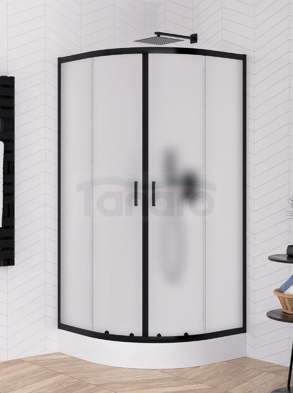 NEW TRENDY Kabina prysznicowa z brodzikiem , półokrągła, 80x80x201 R55 SUVIA BLACK ZS-0017