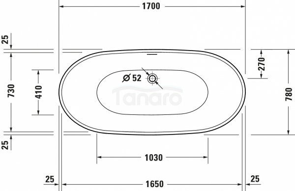 DURAVIT Wanna akrylowa wolnostojąca owalna DuraVato 1700 780 x 690 mm biały | 700571000000000