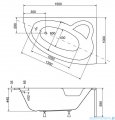 Besco Natalia 150x100cm wanna asymetryczna prawa + obudowa + syfon #WAN-150-NP/OAN-150-NP/19975