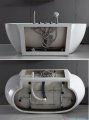 ScandiBath Mandal wanna wolnostojąca/przyścienna czarna 170x85cm + syfon klik-klak Q360S-1701-BL