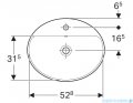 Geberit VariForm Umywalka owalna z półką z otworem na baterię 55x45cm szkliwiony spód KeraTect 500.721.00.2