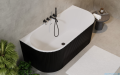 Besco Leya B&W 150x75cm wanna wolnostojąca przyścienna ryflowana akrylowa + syfon klik-klak chrom #WASB-150-L