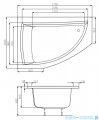Roca Aquamarina wanna asymetryczna 175x120cm lewa rysunek techniczny