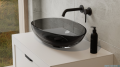 Besco Neya Carbon Grey + maskownica czarny matt umywalka nablatowa 60x35x15cm #UMN-60-CGB