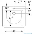 Geberit Selnova Comfort Square Umywalka bez barier z otworem na baterię, z przelewem 55x52,5cm 500.785.00.7